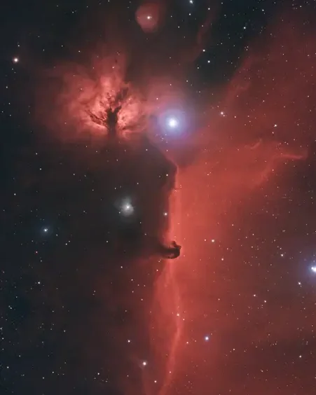 The result of dividing one by the other: the same nebulae on an even background, with no rings and no dark corners.