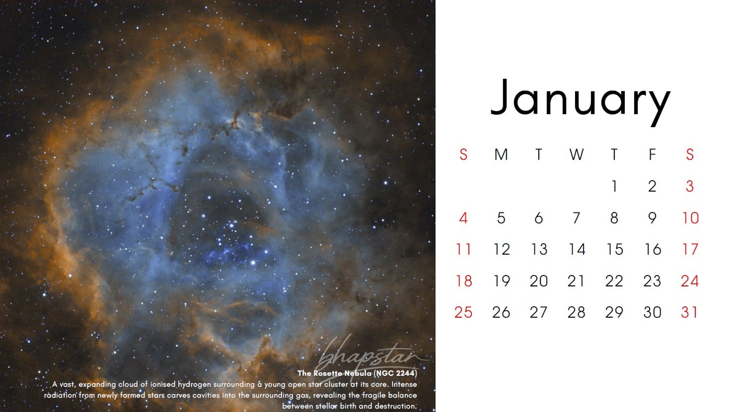 Example calendar layout