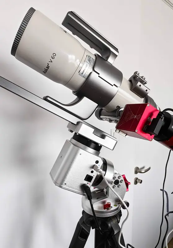 The Askar V modular apochromatic refractor mounted and ready for a session