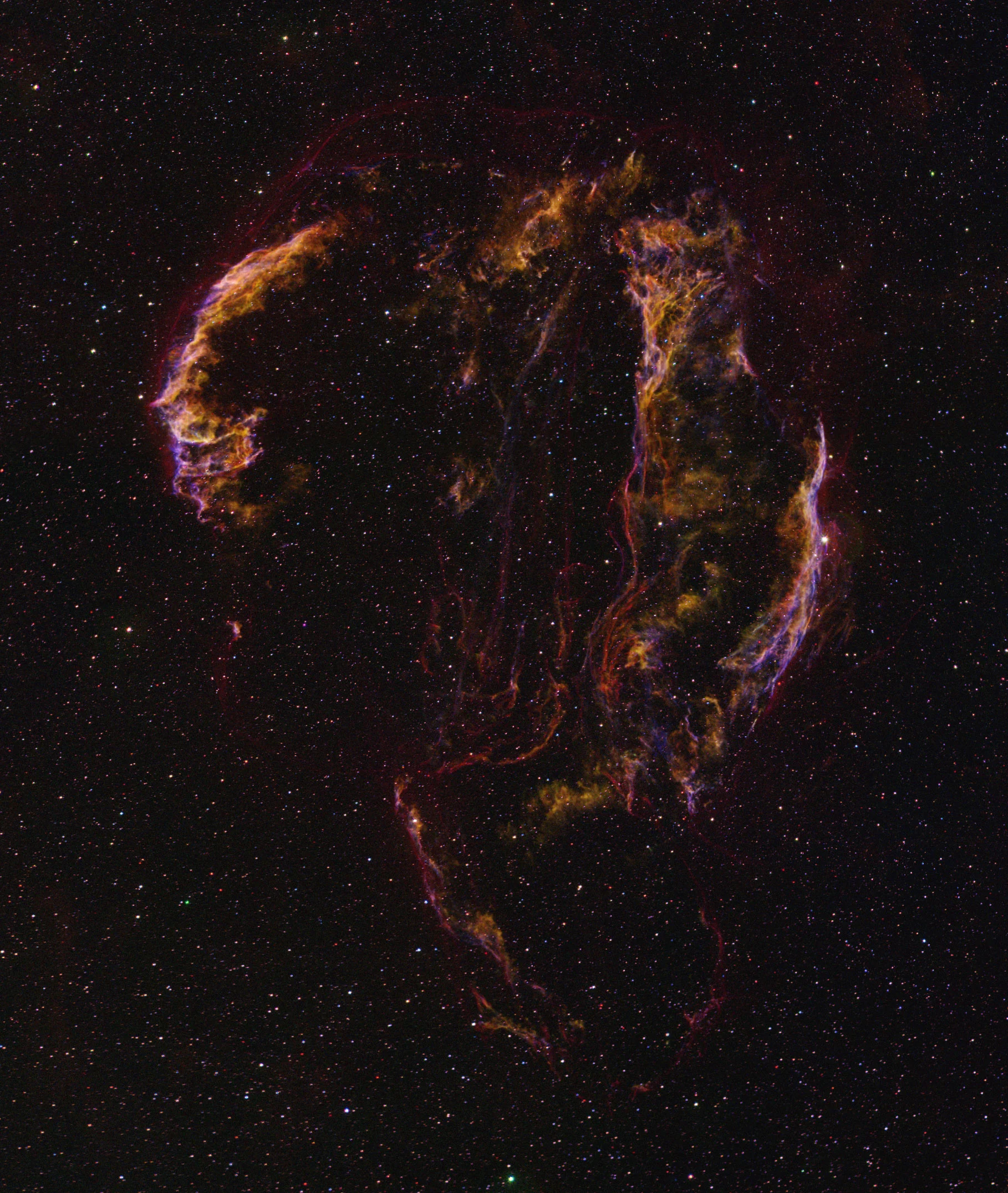 The complete Veil Nebula supernova remnant photographed with narrowband filters, image by Mikael Svalgaard